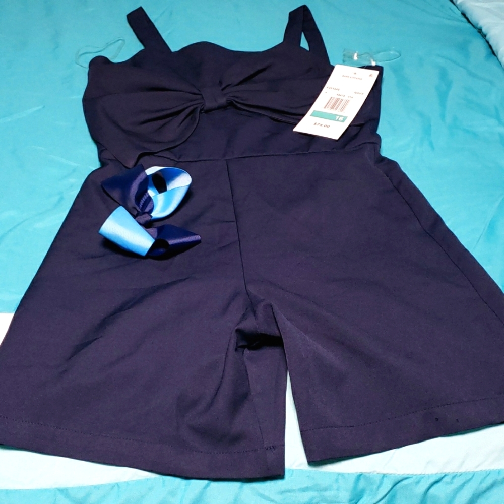 Rare Edition navy blue romper, girls size 16, brand new